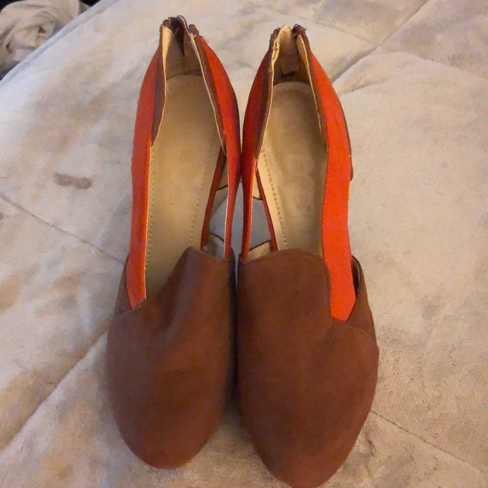 Brn and orange 5 inch heel